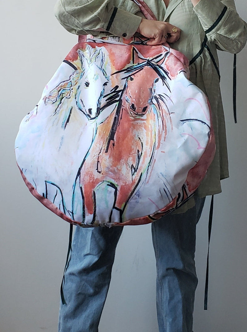 Load image into Gallery viewer, &quot;Wild Horses&quot; Giant Circle Tote