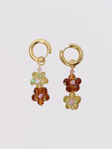 2 of 2 earrings ~ amber flowers