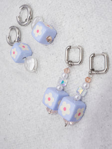 2 of 2 earrings ~ wood + pearl