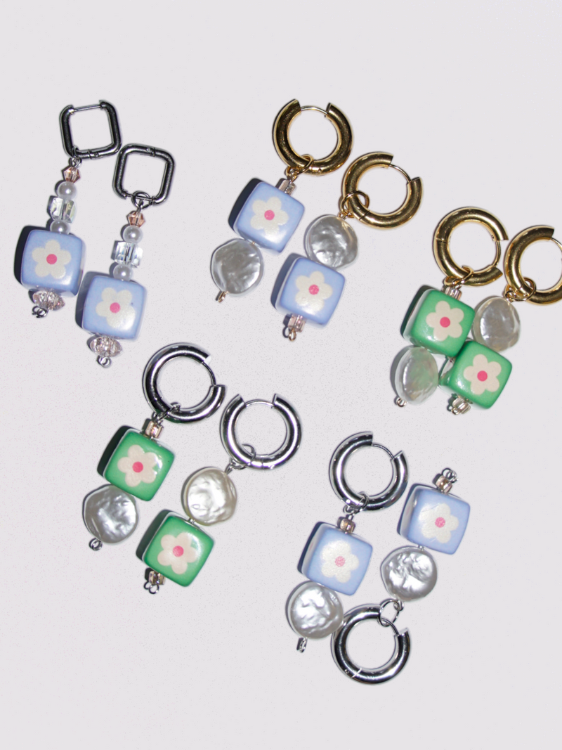Load image into Gallery viewer, 2 of 2 earrings ~ wood + pearl