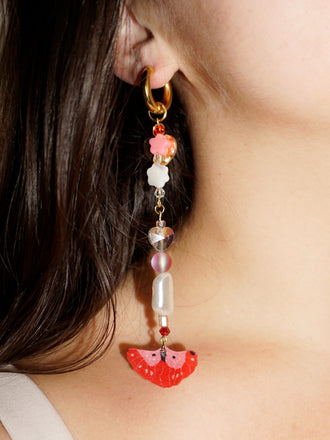 1 of 1 earrings ~ moth rose