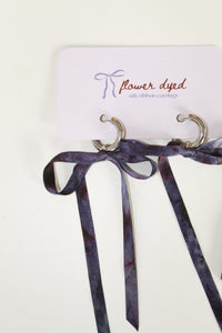 Short Silk Bow Earrings - Purple