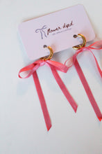 Load image into Gallery viewer, Short Silk Bow Earrings - Pink