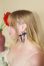 Load image into Gallery viewer, Short Silk Bow Earrings - Purple