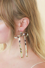 Load image into Gallery viewer, Short Silk Bow Earrings - Iron Forest