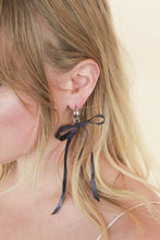 Load image into Gallery viewer, Short Silk Bow Earrings - Purple