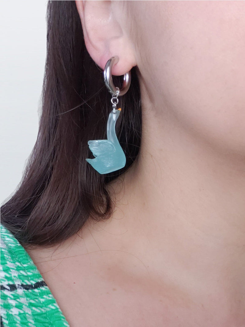 Load image into Gallery viewer, blue swan earrings