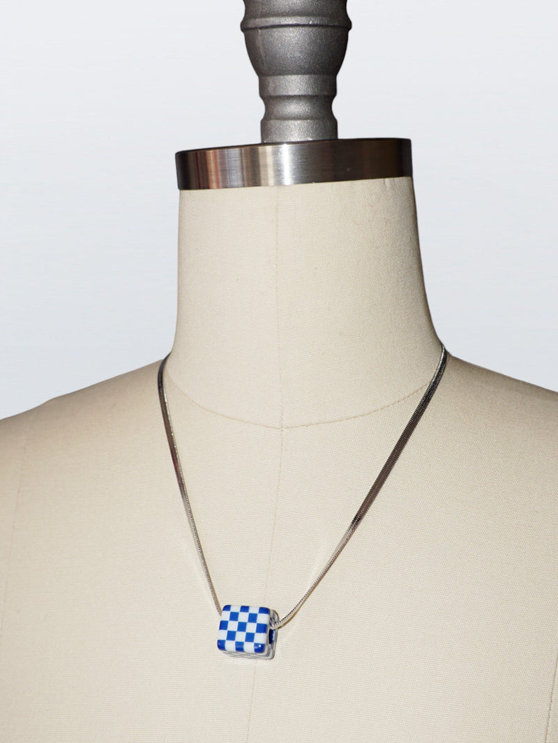 Load image into Gallery viewer, checkered dice necklace