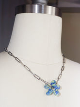 Load image into Gallery viewer, Silver Paperclip Chain + Glass Flower